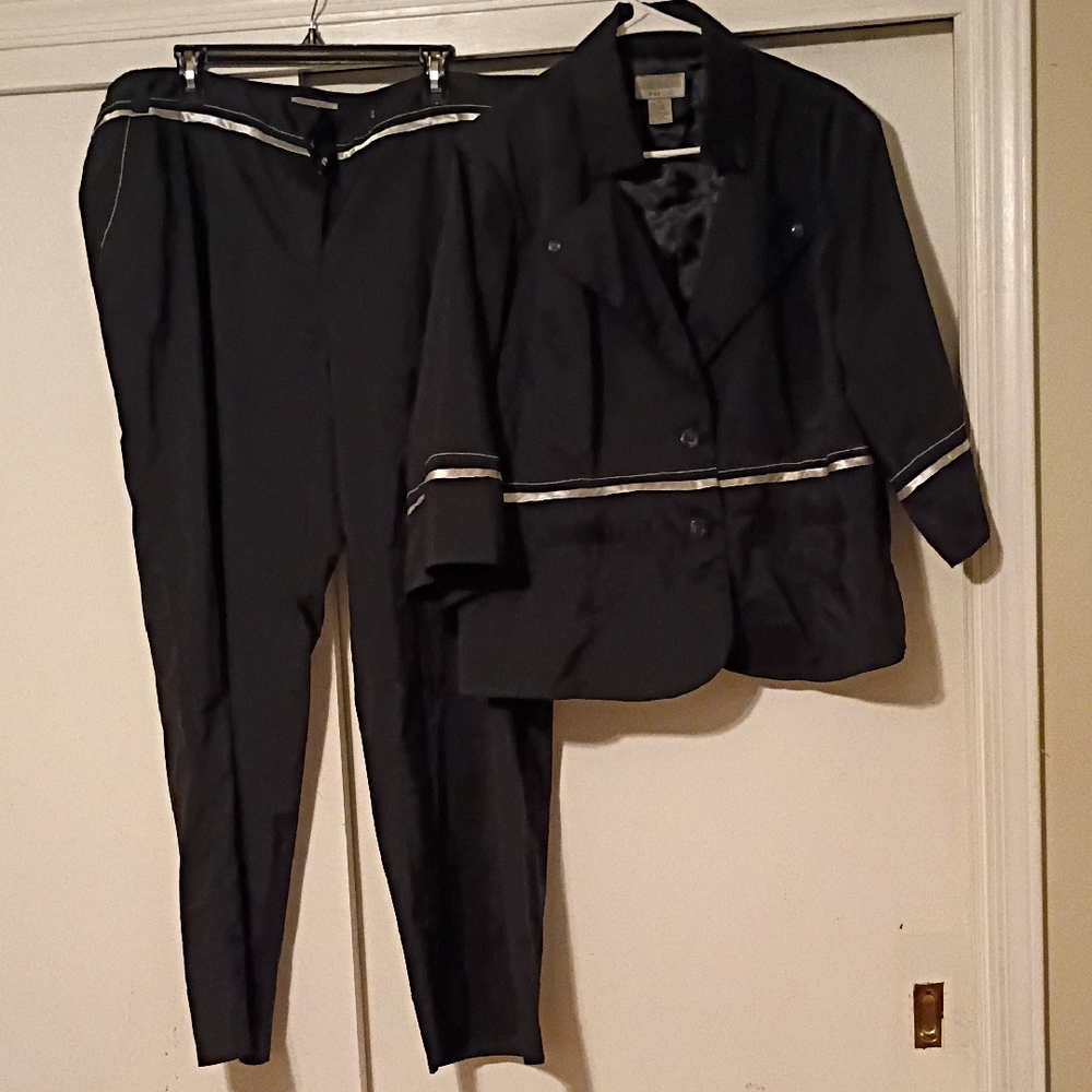 Miss Lili Black Pantsuit with White Trim
